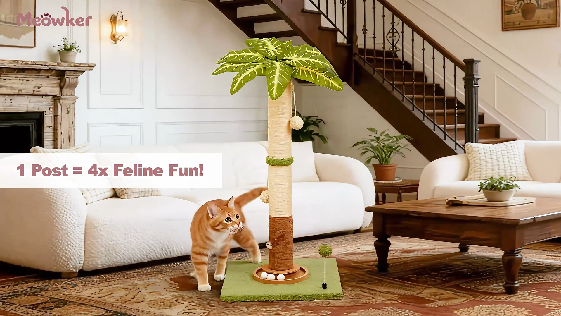 35 Tall Palm Tree Cat Scratching Post Vertical for Indoor Cats