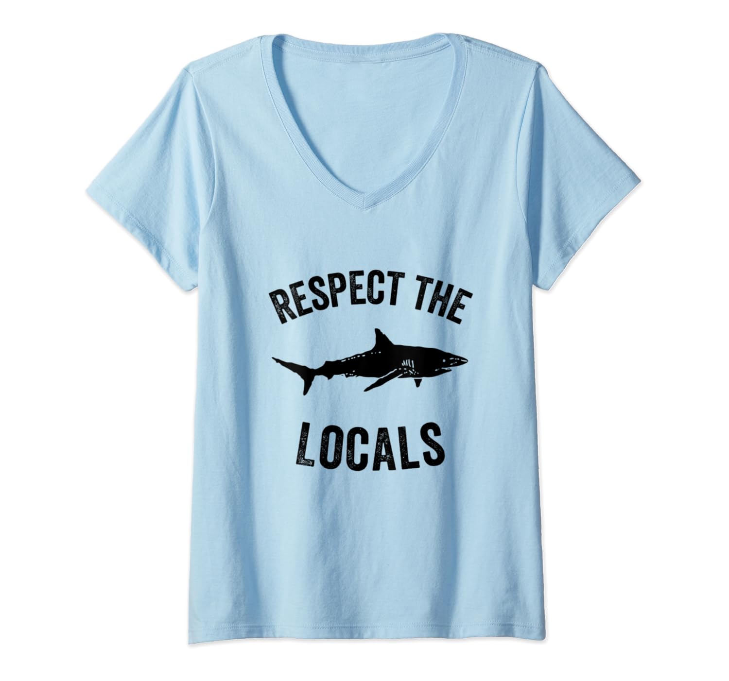 Womens Shark Ocean Animal Rights | Respect The Locals | Shark Gift V-Neck T-Shirt