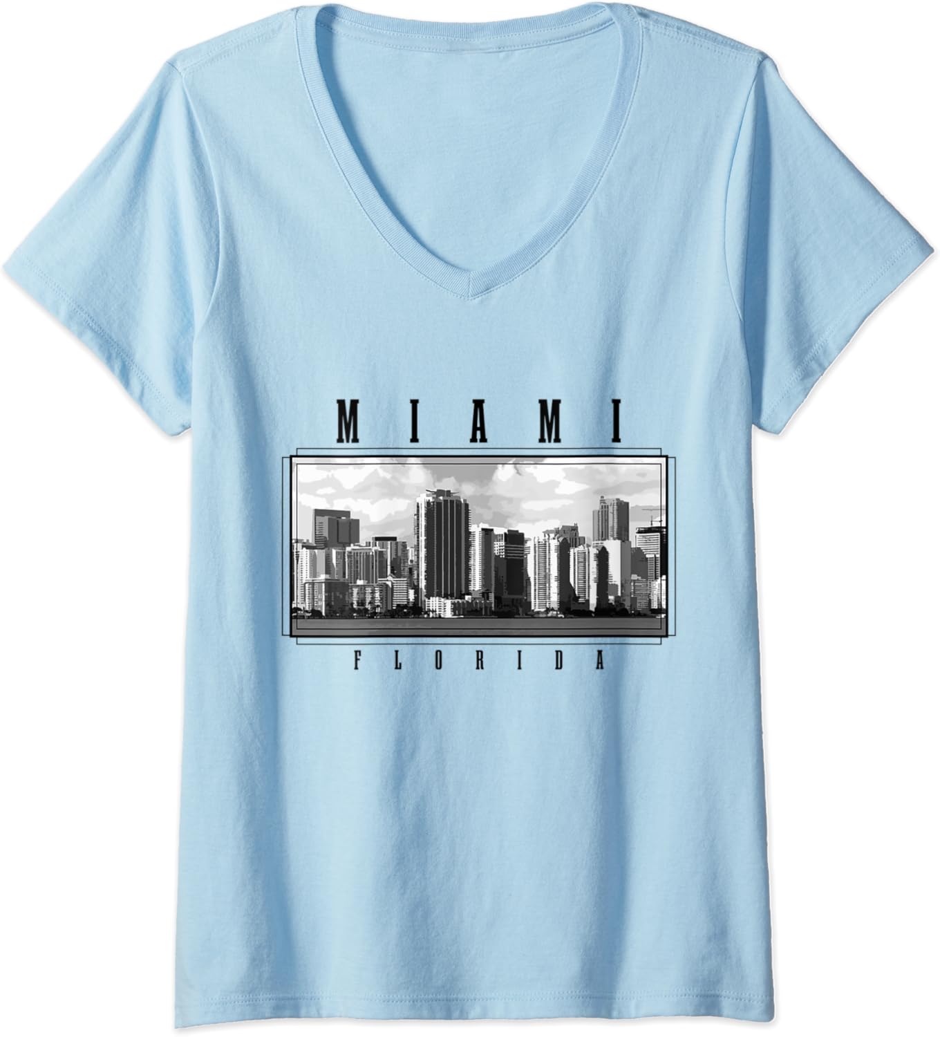 Womens Miami Florida Vintage Skyline Pride Vintage Miami V-Neck T-Shirt