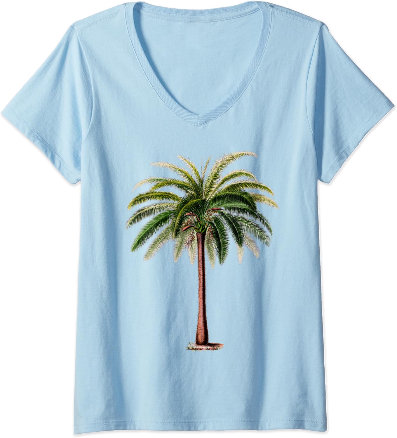 Womens Palm Trees Tropical Palm Tree V-Neck T-Shirt : Amazon.co.uk: Fashion