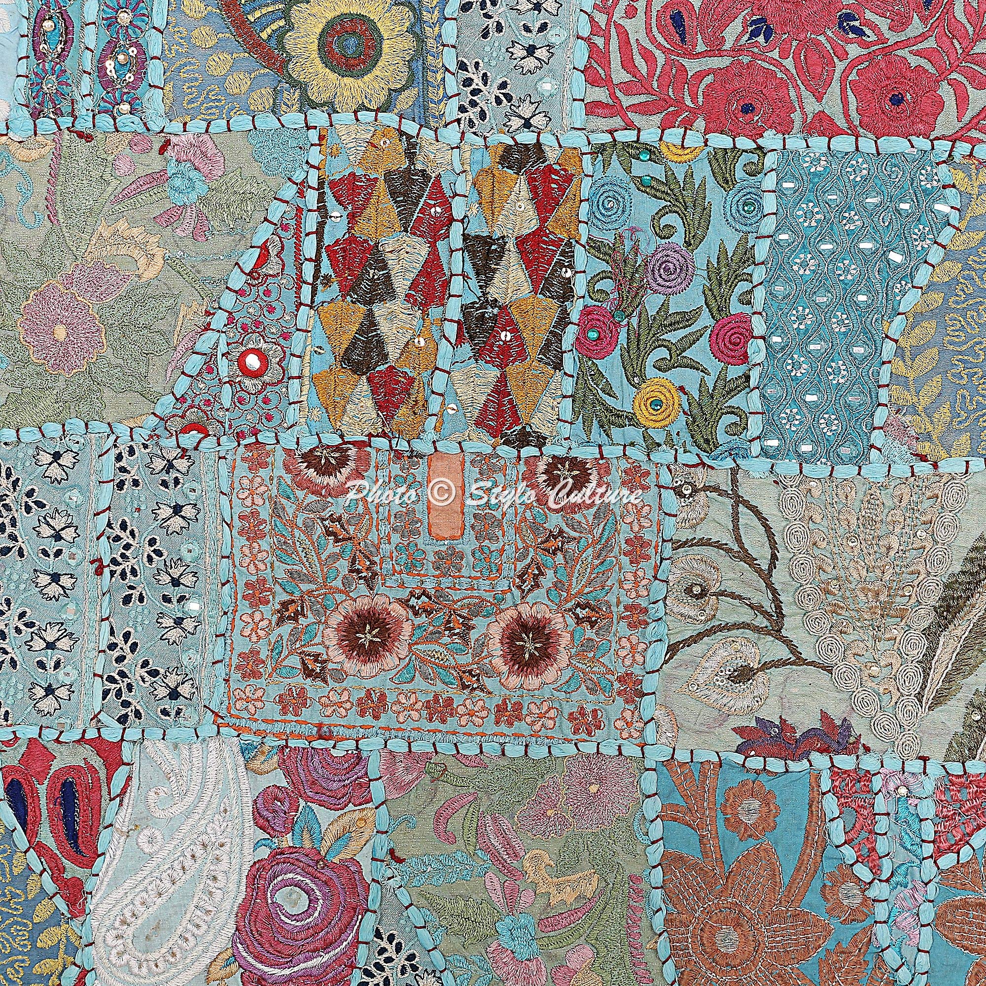 5 Fodere Per Cuscini Quadrate 60x60 Cm, Stile Etnico Patchwork Vintage, Marrone, Per Divano E Letto