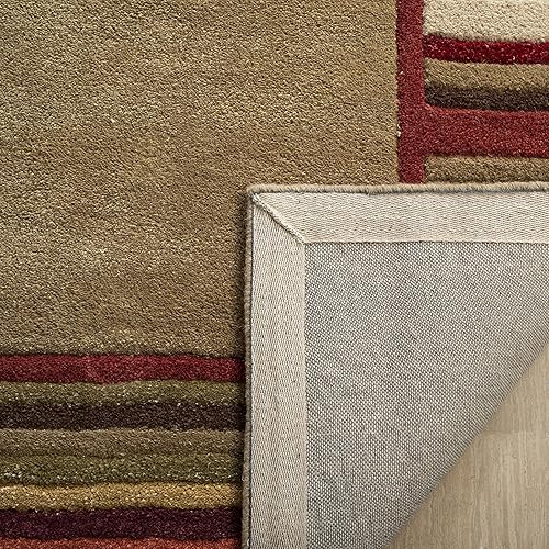 Miniatura 4 de Martha Stewart Collection by SAFAVIEH MSR4715B - Alfombra hecha a mano de lana y viscosa con borde de rayas de 8 x 10 pies, color gris plomo