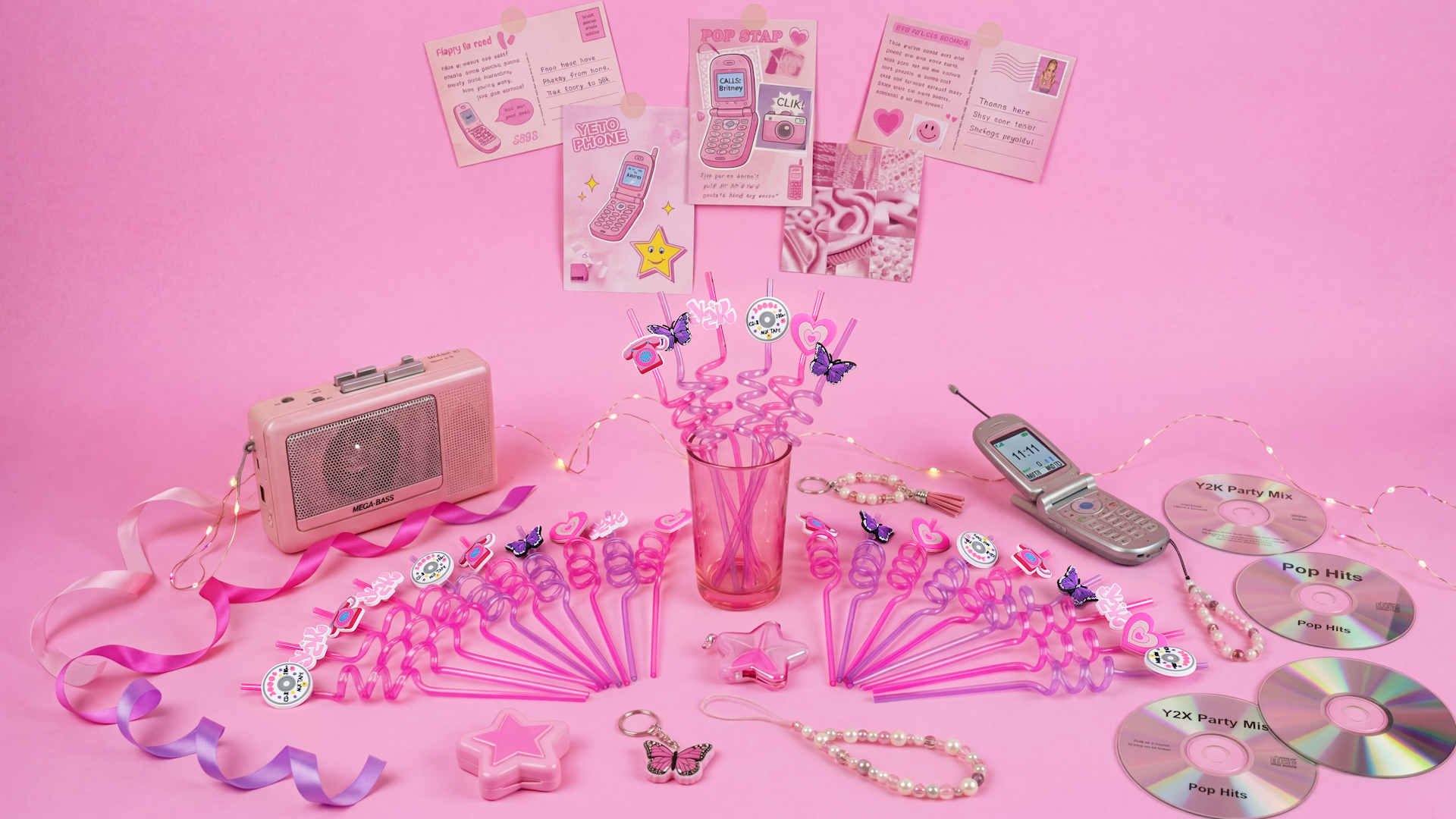 Amazon.com: Zubebe 25 Packs Y2k Early 2000s Pink Crazy Straws for