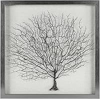 Vista 1 de Huji Decoración de pared de caja de sombra de raíces de árbol plateado