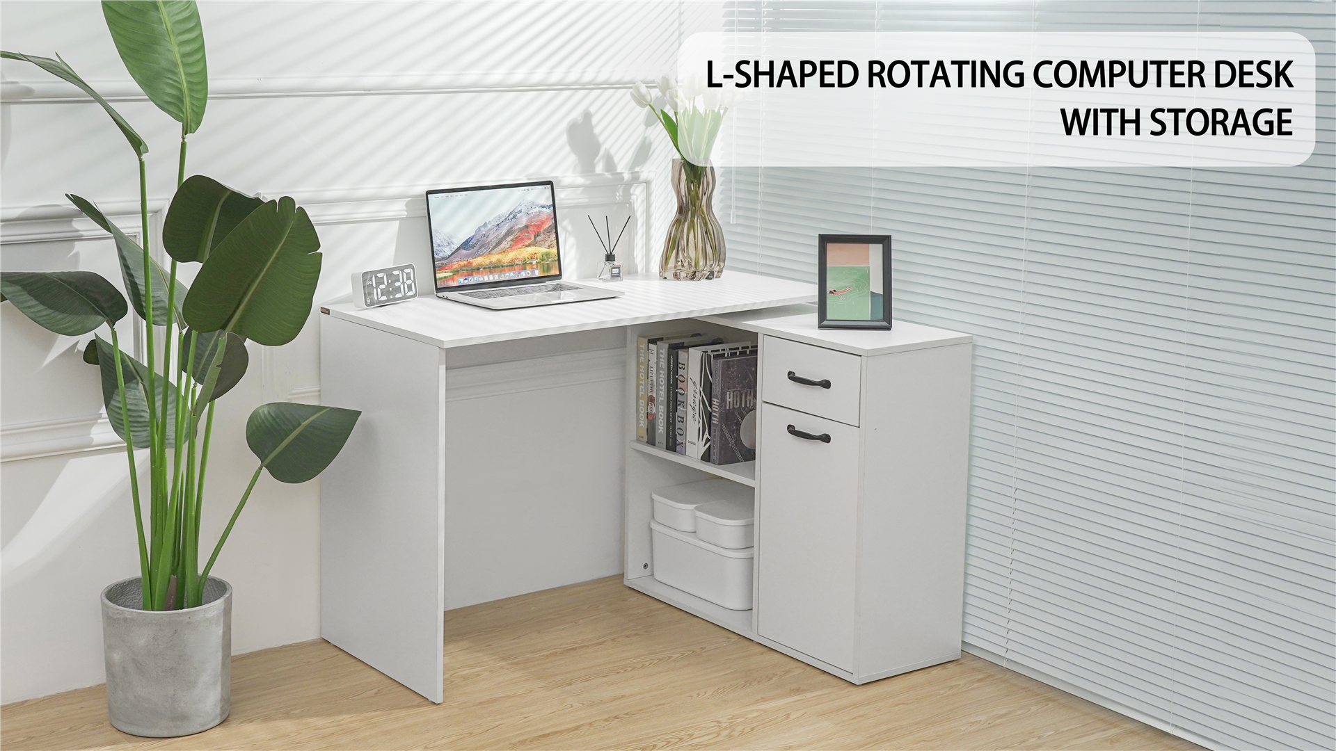 Amazon.com: VANSPACE L-Shaped Rotating Computer Desk with Storage