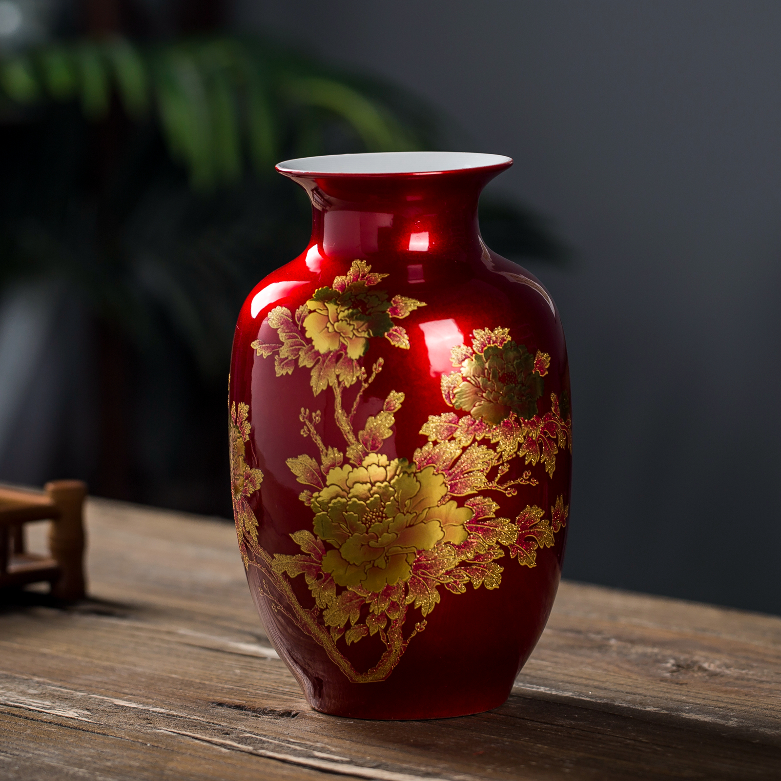 RiSaO＊❤️ Amazon.com: Red Vase Oriental Ceramic Flower Vases Decorated