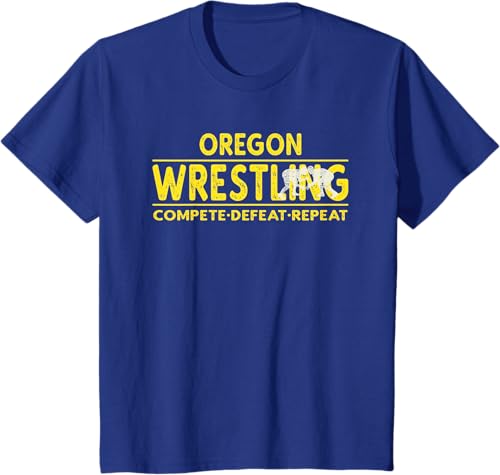 Miniatura 48 de Oregon Wrestling - Compete, Defeat, Repeat T-Shirt Negro,Azul Marino,Asfalto,Blanco,Azul Pastel,Arándano,Rojo,Verde Bosque,Verde Kelly,Verde