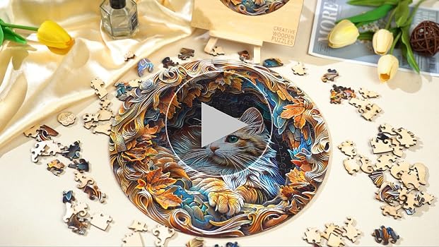 Unique Jigsaw Puzzles Welsky 3D Vision Cat Wooden Puzzle - 300 Piece ...