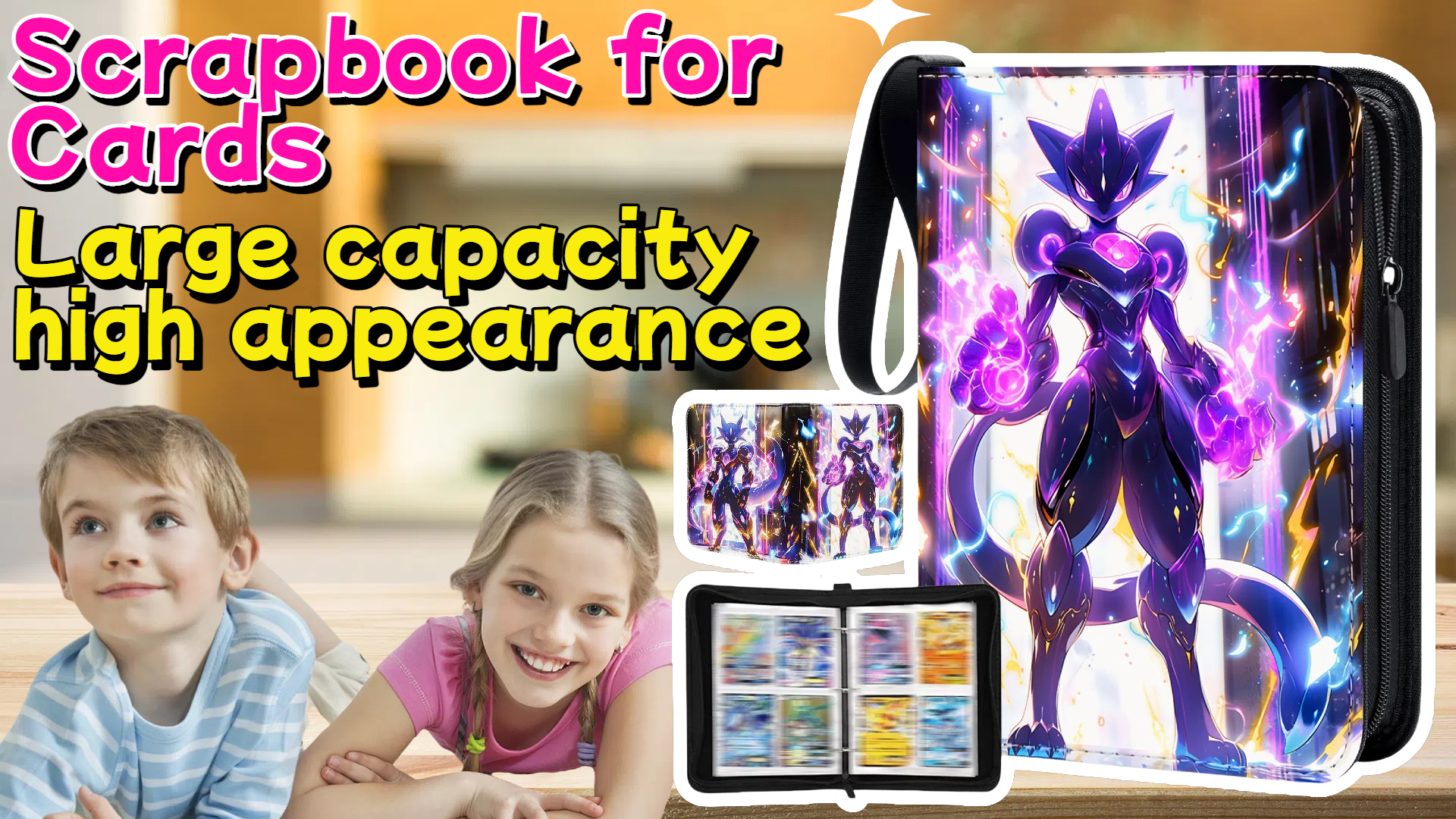 Álbum De Cartas Coleccionables Con Cremallera | 50 Páginas Y 400 Fundas De PU Impermeable | Ideal Para TCG, K-Pop Y Tarjetas Deportivas