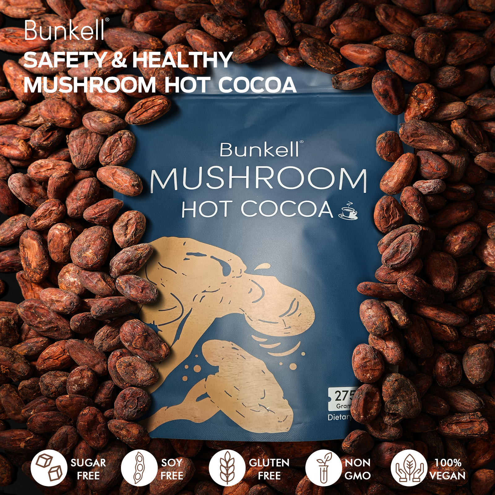 Amazon.com: Bunkell Mushroom Hot Cocoa, Adaptogenic Mushroom with