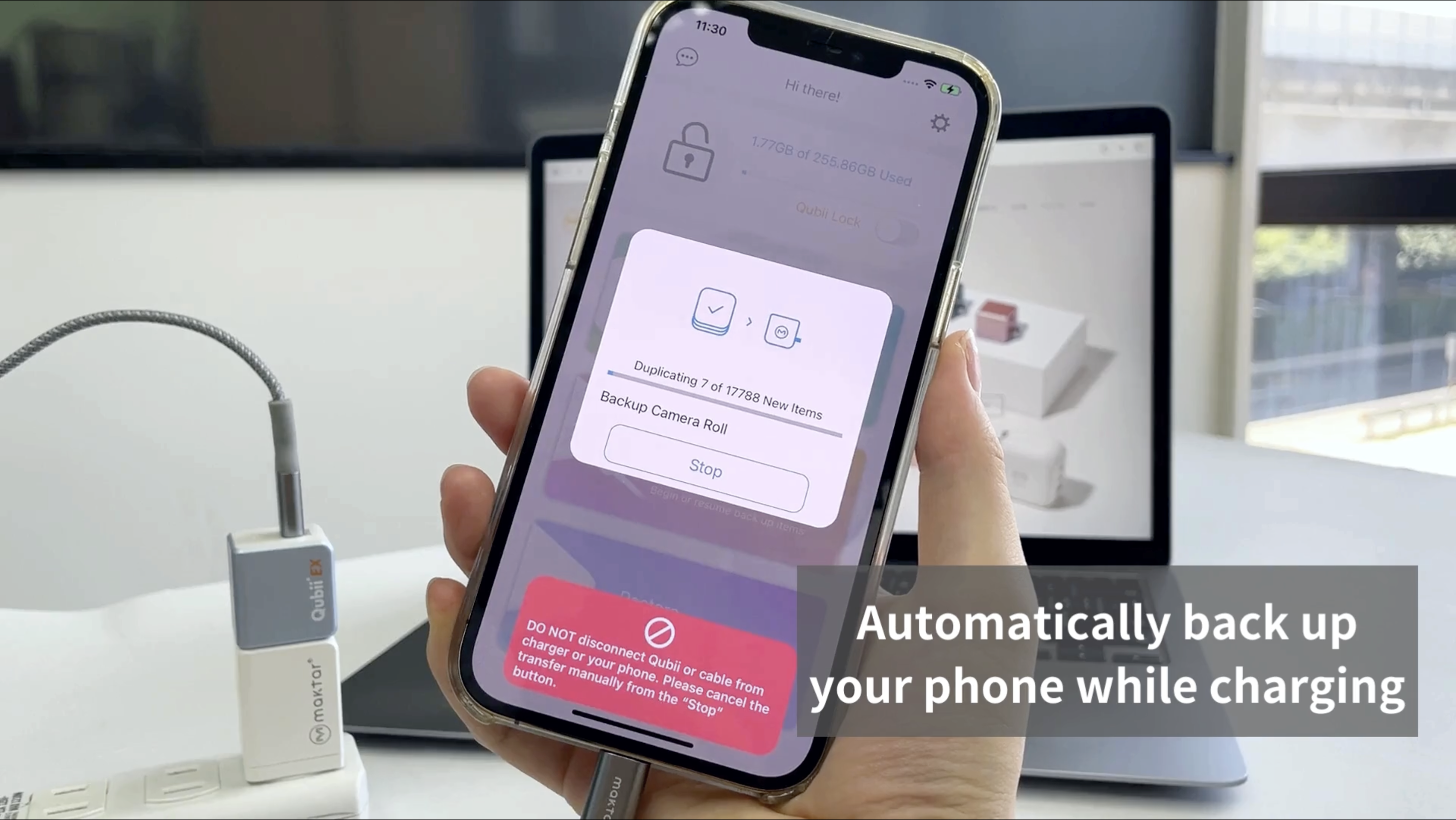 Watch Qubii EX - Automatic Phone Backup Device While Charging on