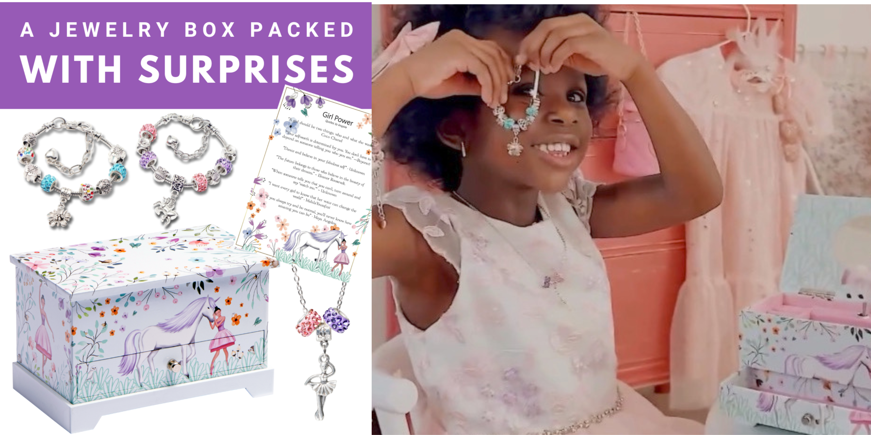 Amazon.com: ABI + OLIE Ballerina Unicorn Kids Jewelry Box for
