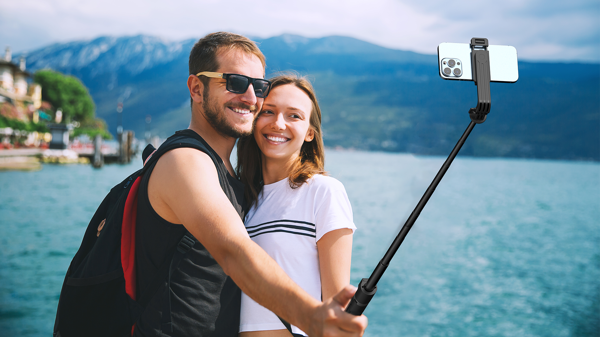 Perche à Selfie Trépied ATUMTEK 1,5m - Extensible Pour Téléphone - Blanc - Tout-en-Un