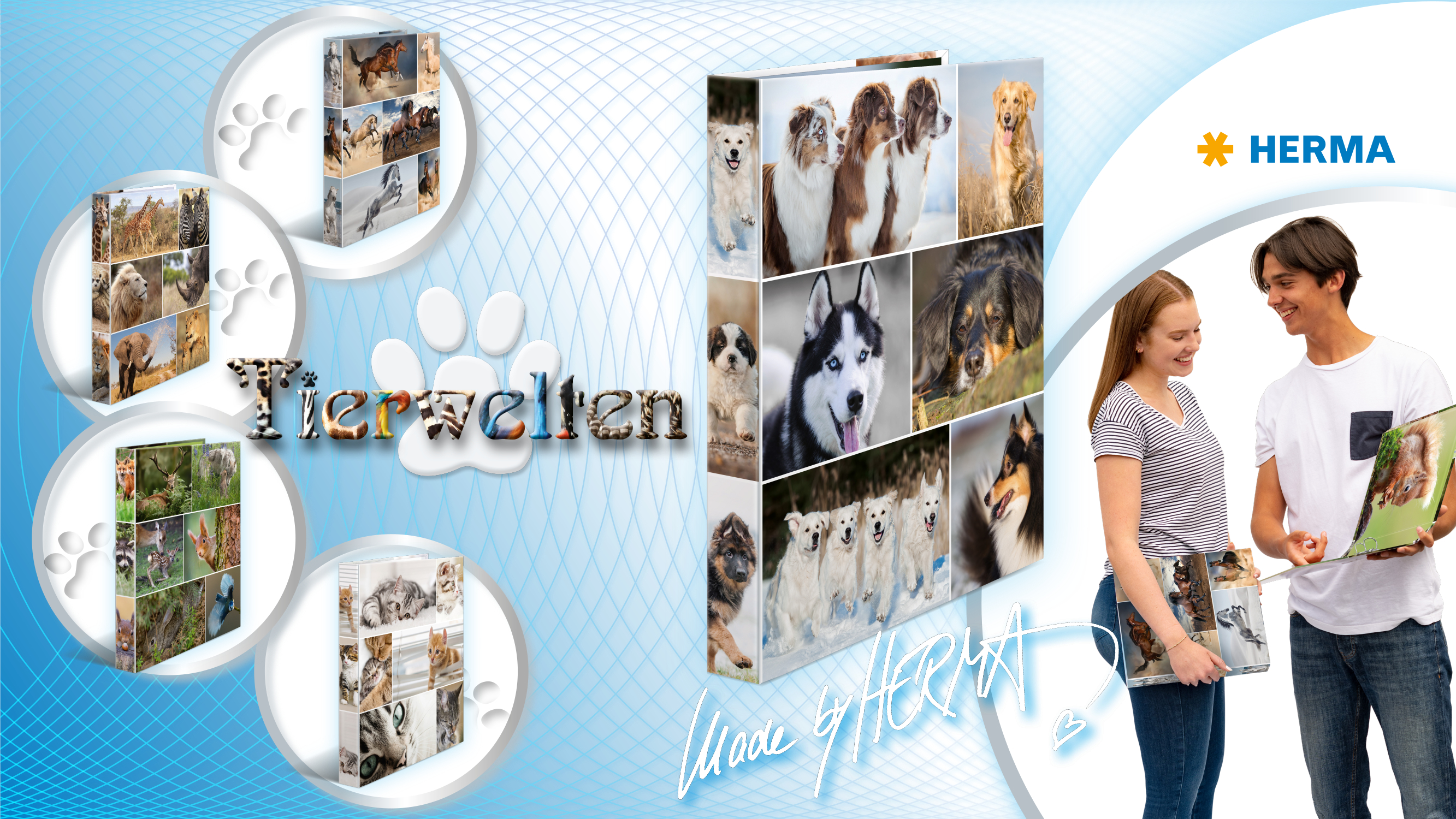 HERMA Ring Binders A4 Animal Motif Set 10 Pieces Slim 2 Rings 35mm Wide Kids Ring Binder With Animal Motif Colourful Folder With Inner Print For Boys And Girls - View #2