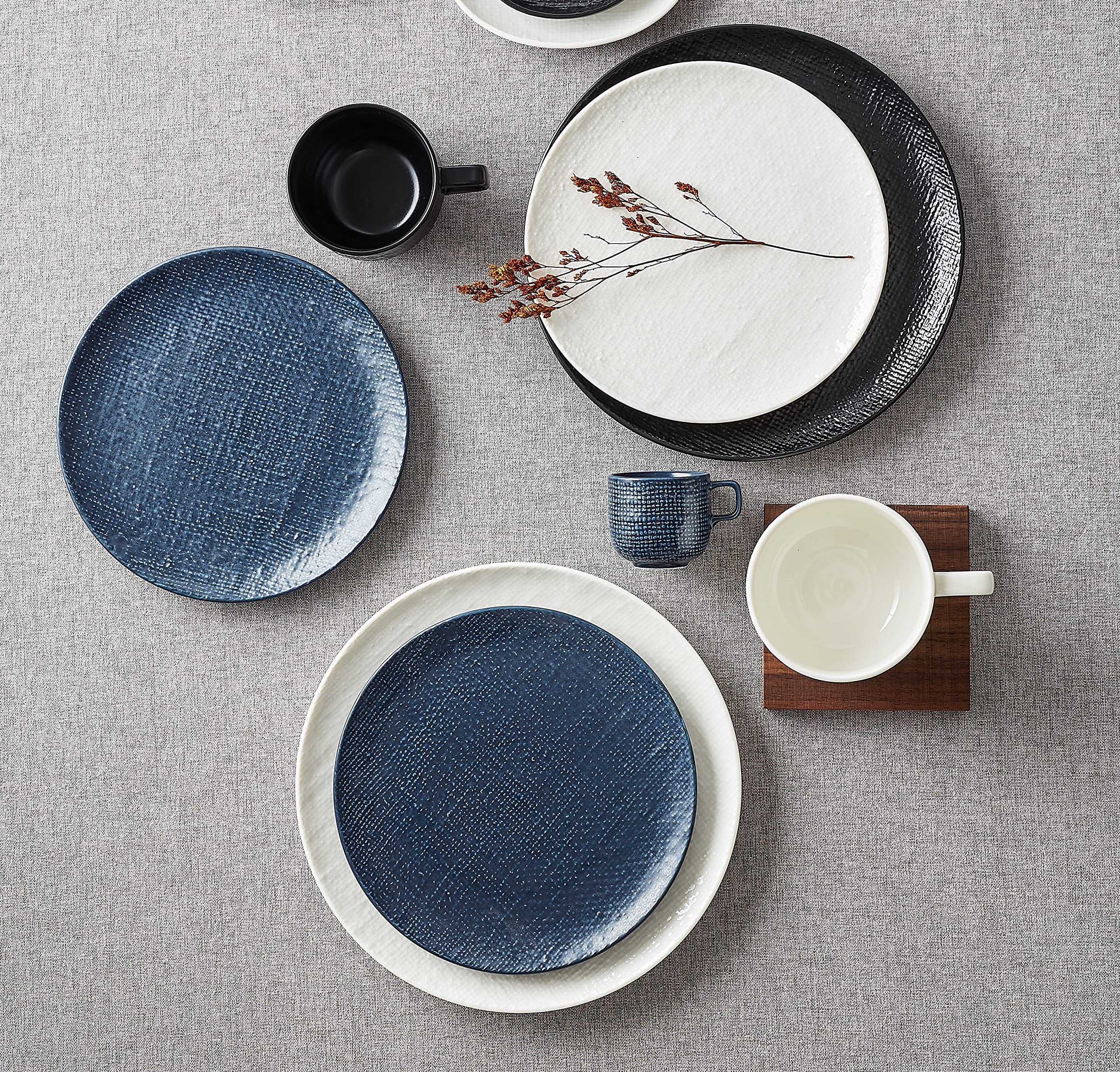 Amazon.co.jp: Luzerne ニットラウンドクーペプレート - ネイビー