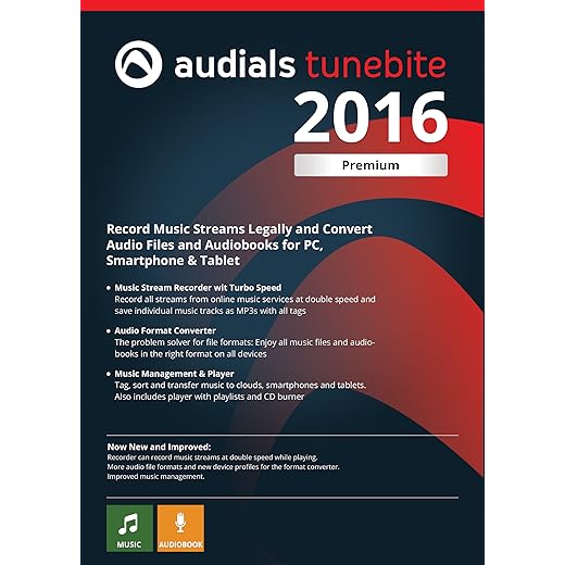 Audials Tunebite 2016 Premium: Low-price Recorder for Recording Music Streams with Audio Format Converter [Download]