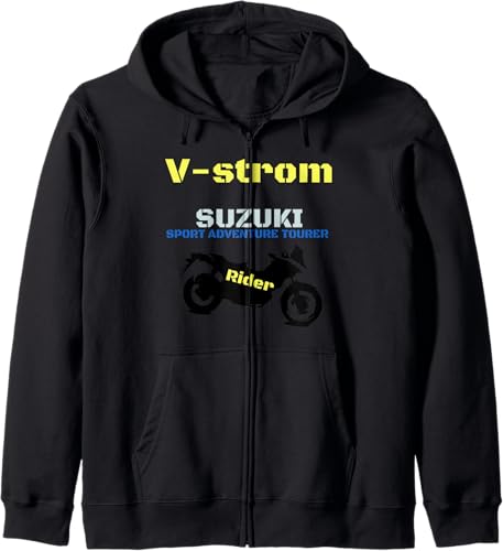 Moto Shirt V-Strom - Sudadera con capucha con cremallera, Negro -