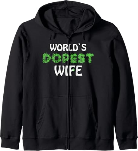 Worlds Dopest Wife Marihuana Pot Ganja Weed Cannabis Hemp Zip Hoodie disponible en Yaxa Guatemala