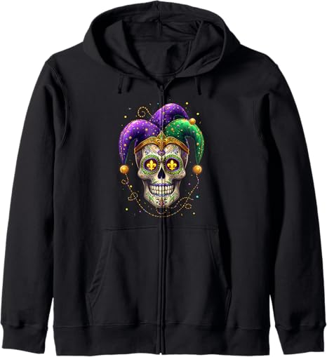 Mardi Gras Sugar Skull Costume Parade Carnival Tee