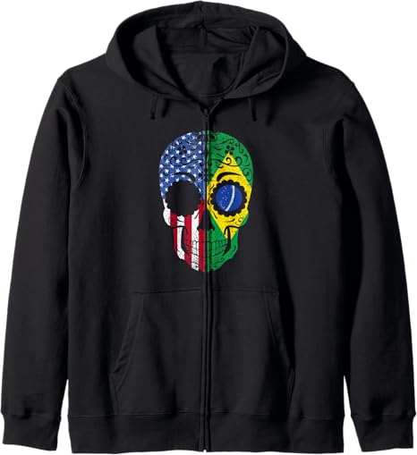 Half Brazil Half USA Flag Mix Heritage