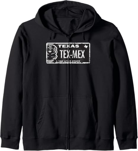 Texas Tex-Mex sugar skull license Plate Zip Hoodie