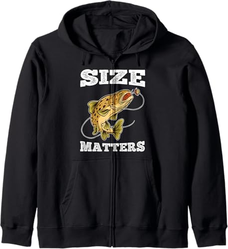 Size Matters Funny Fishing Fisherman Zip Hoodie