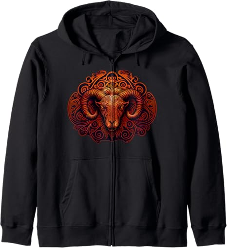 Ram Astrological Sign Aries Western Zodiac Symbol Zip Hoodie