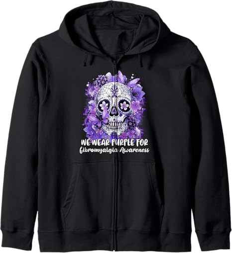 Sugar Skull We Wear Purple Fibromyalgia Awareness