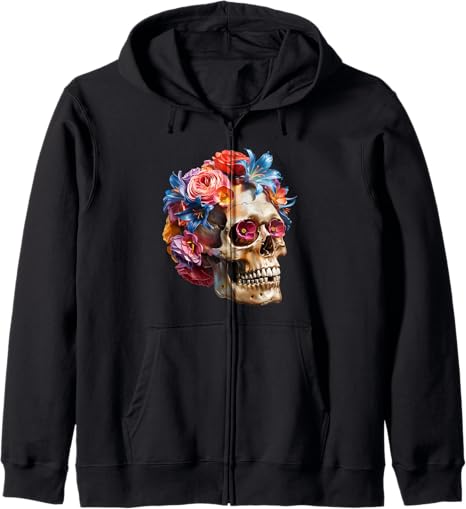 Floral Sugar Skull with Roses Gothic Mycology Desi