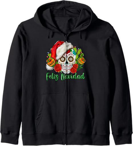 Christmas Feliz Navidad Sugar Skull Santa Hat