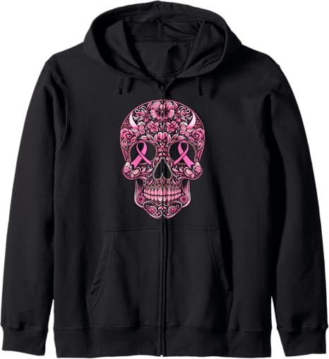 Breast Cancer Awareness Sugar Skull Pink Ribbon