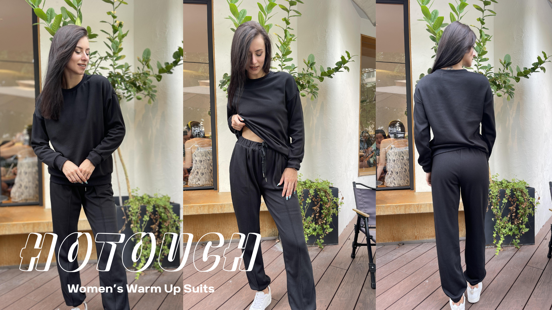 Trainingspak voor dames, velours, sportkleding, sweatshirt, velours, lange mouwen, sweatshirt, broek, pyjama, binnen, ronde hals, casual, gym, yoga, joggen, fitness