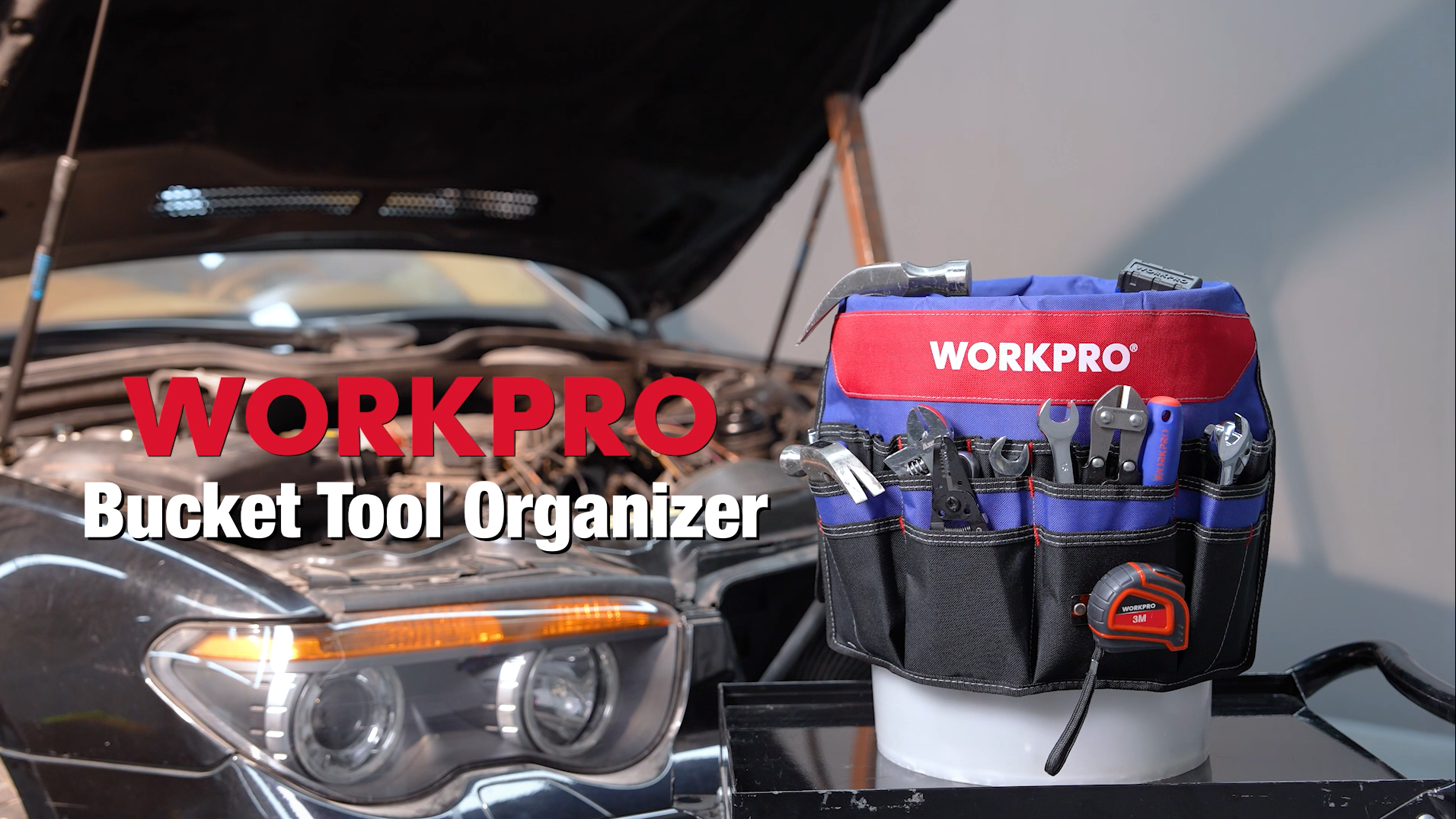 WORKPRO Bucket Tool Organizer with 51 Pockets Fits to 3.5-5 Gallon