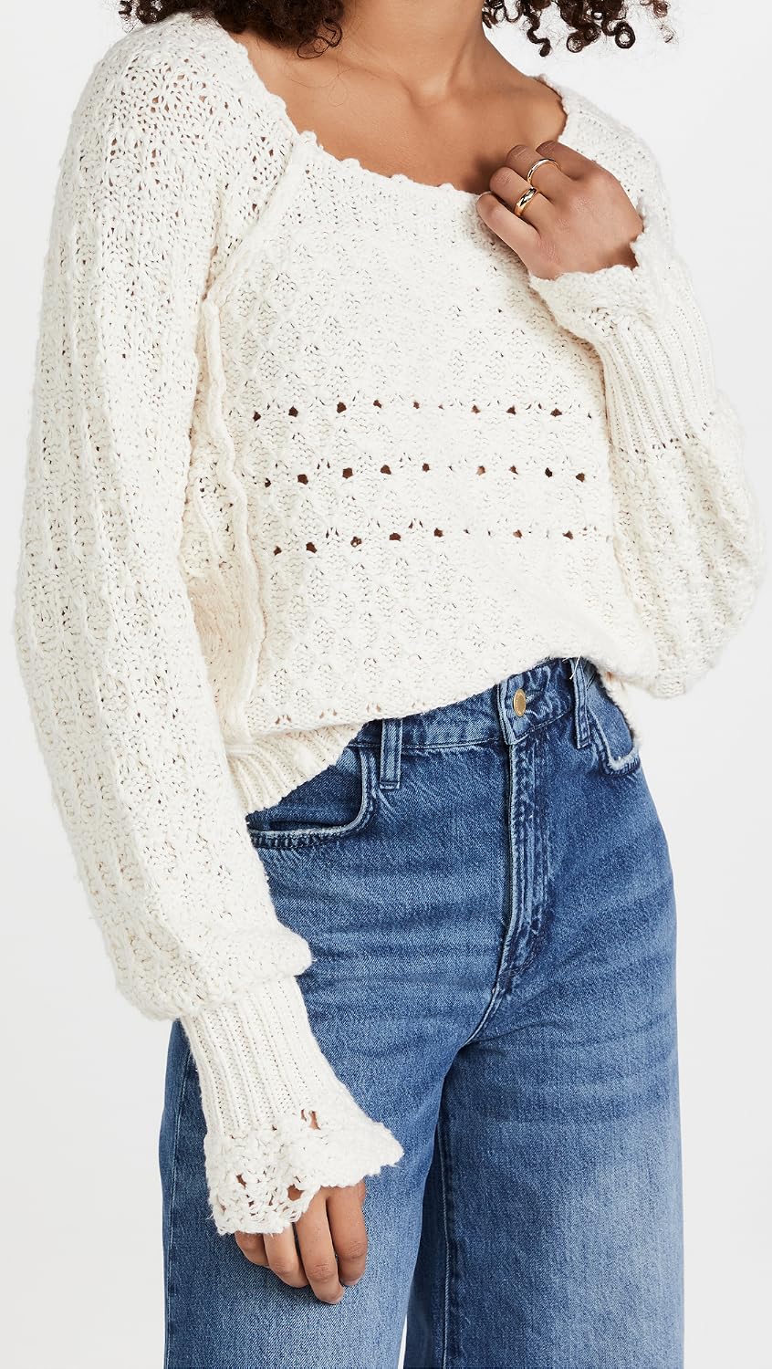 Sadie Pullover Sweater, Powder 