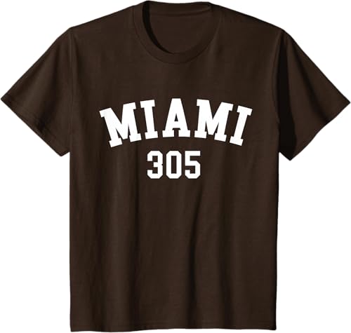 Miniatura 61 de Miami 305 USA American College Font T-Shirt Negro,Azul Marino,Azul Pastel,Arándano,Rojo,Plateado,Hierba,Verde Kelly,Marrón,Verde Oliva,Jaspeado