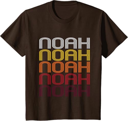 Miniatura 10 de Noah Retro Wordmark Pattern - Vintage Style T-shirt T-Shirt Black,Sapphire Blue,Pink Heather,Olive Heather,Purple Heather,Red Heather,Burgundy,Brown