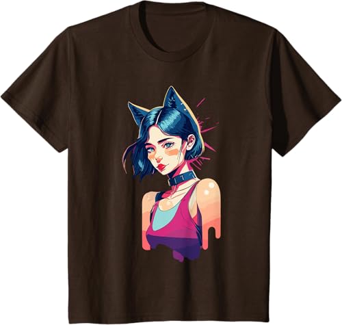 Miniatura 6 de Camiseta para amantes de los gatos con diseño de retrato con diseño de gato, Negro -