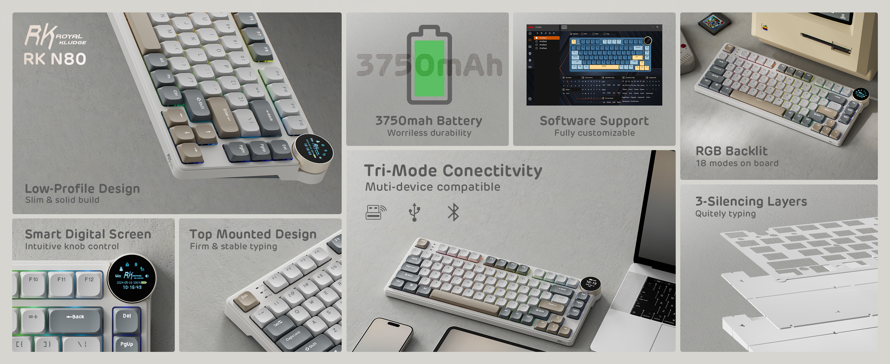 Amazon.com: RK ROYAL KLUDGE N80 Low Profile Mechanical Keyboard w