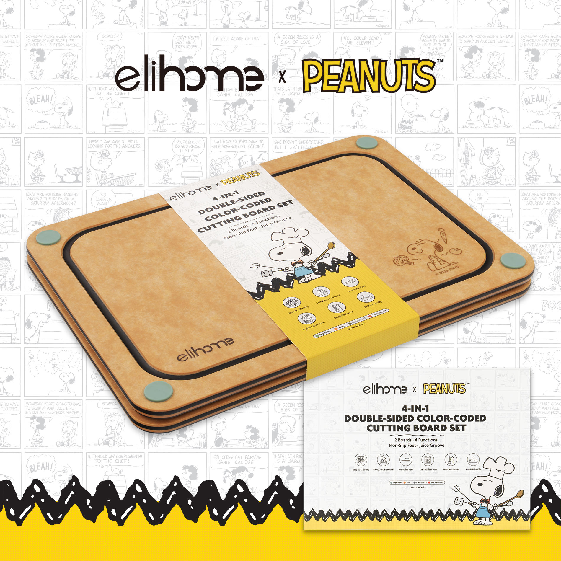 Set de tablas de cortar Elihome X Peanuts 2 unidades miniatura 7