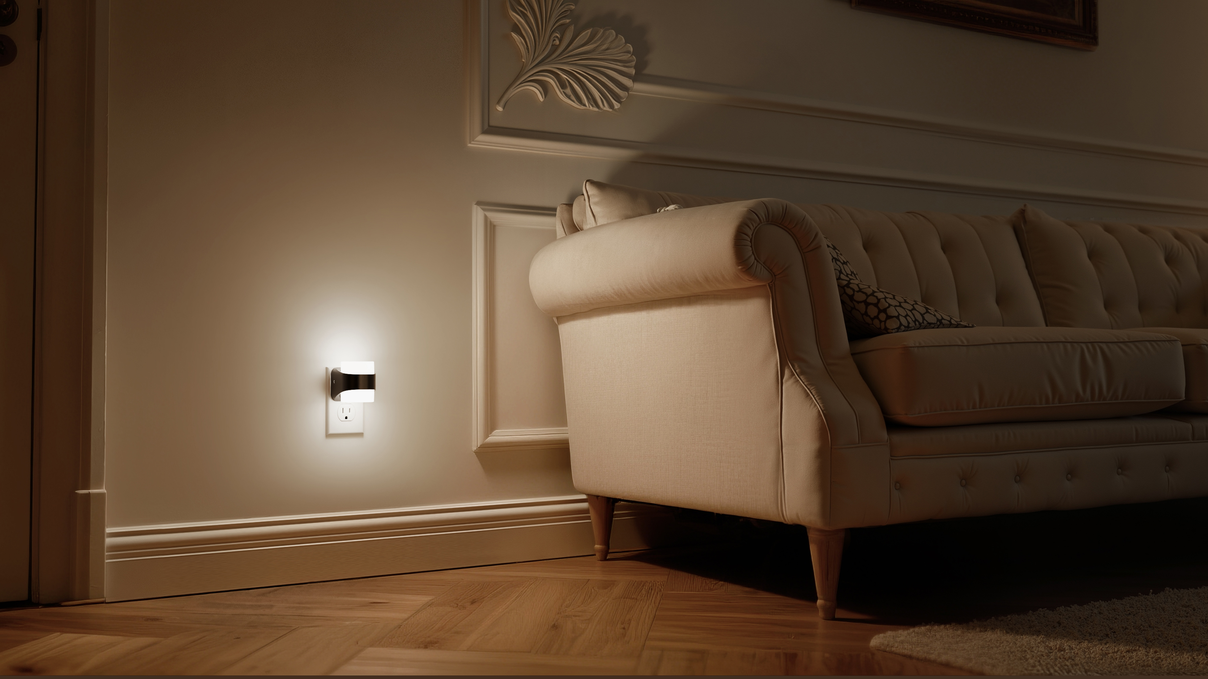 Image of L LOHAS LED Night Lights Plug into Wall with 3CCT Adjustable (3000K /4000K /5000K), 3 Level Dimmable Night Light, 1W Low Power Nightlight with Auto On /Off Sensor, 2 Pack