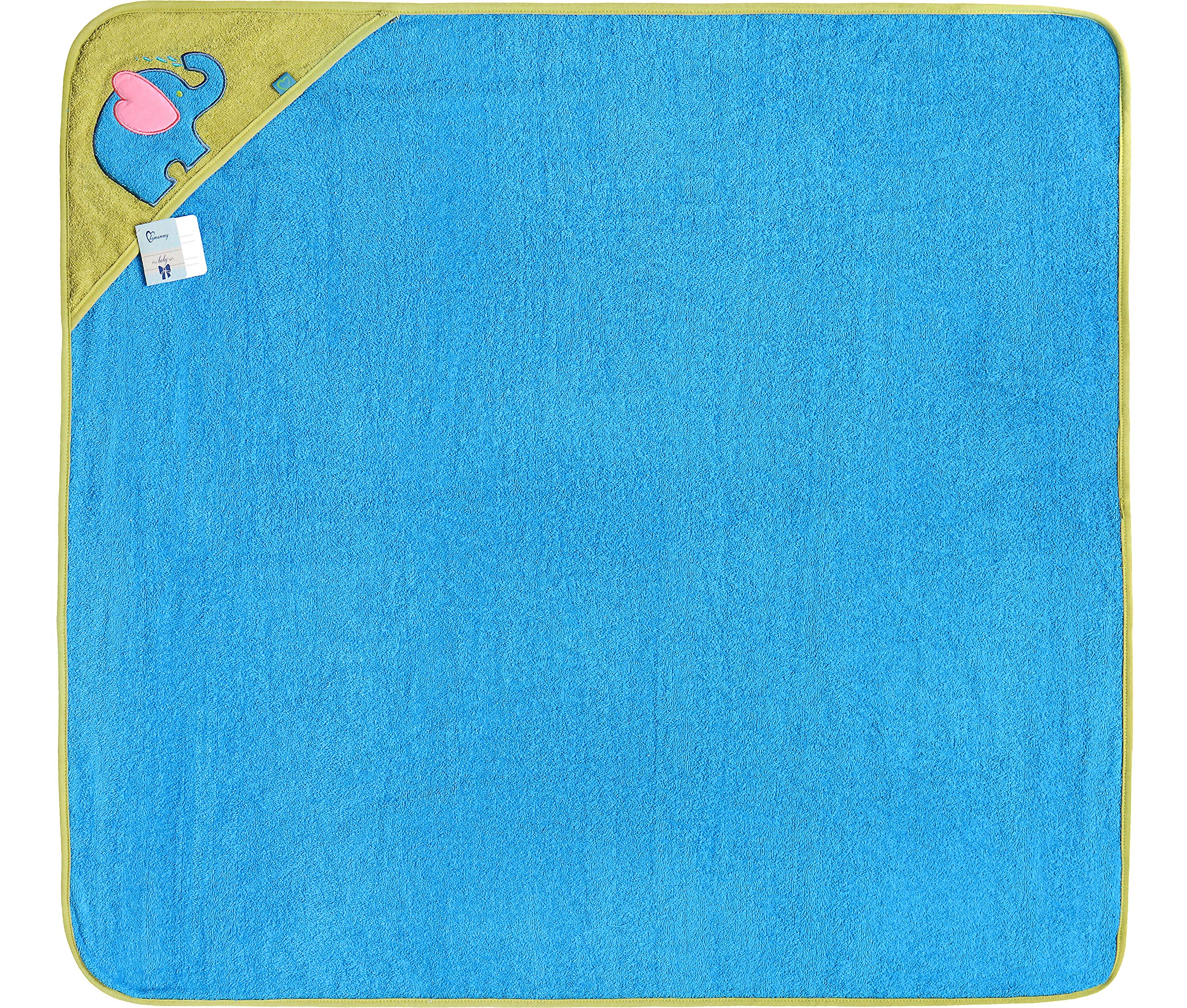 Be Mammy Baby Hooded Towel Made of Cotton Oeko-Tex Standard 100 39.37in x 39.37in BE20-240 (Blue - Elephant) - Image 2