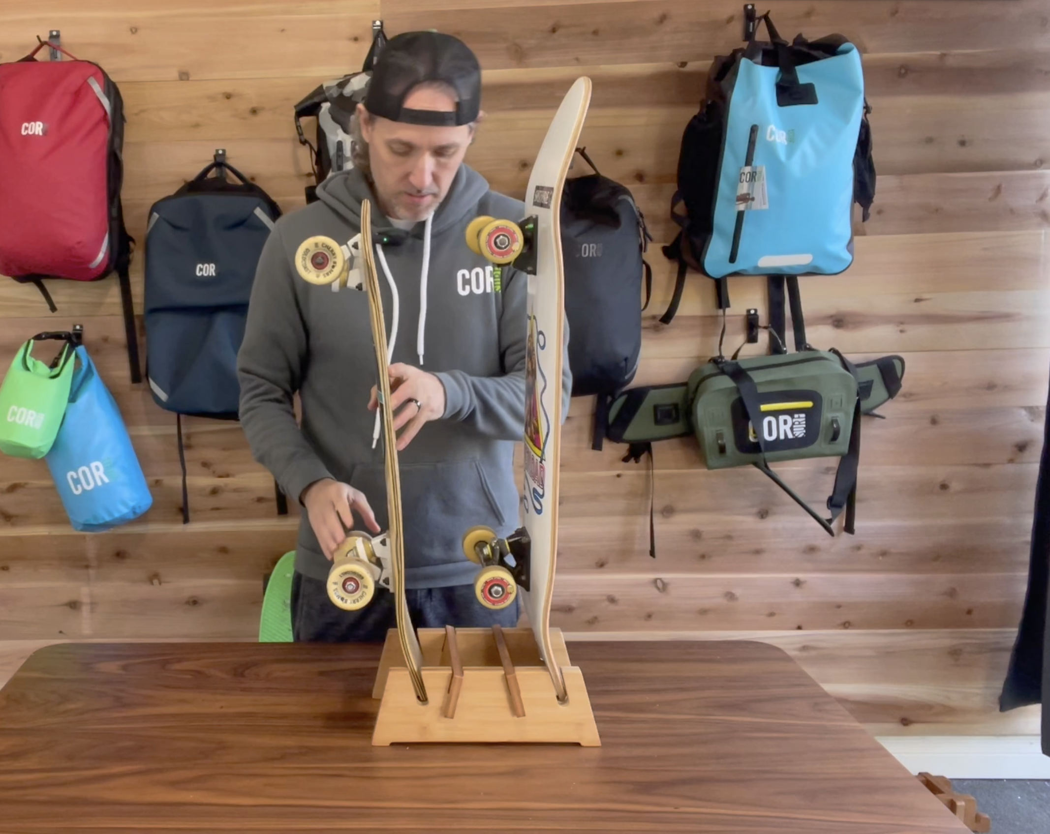 Amazon.com: Skateboard Floor Stand for Two Boards | Premium Bamboo