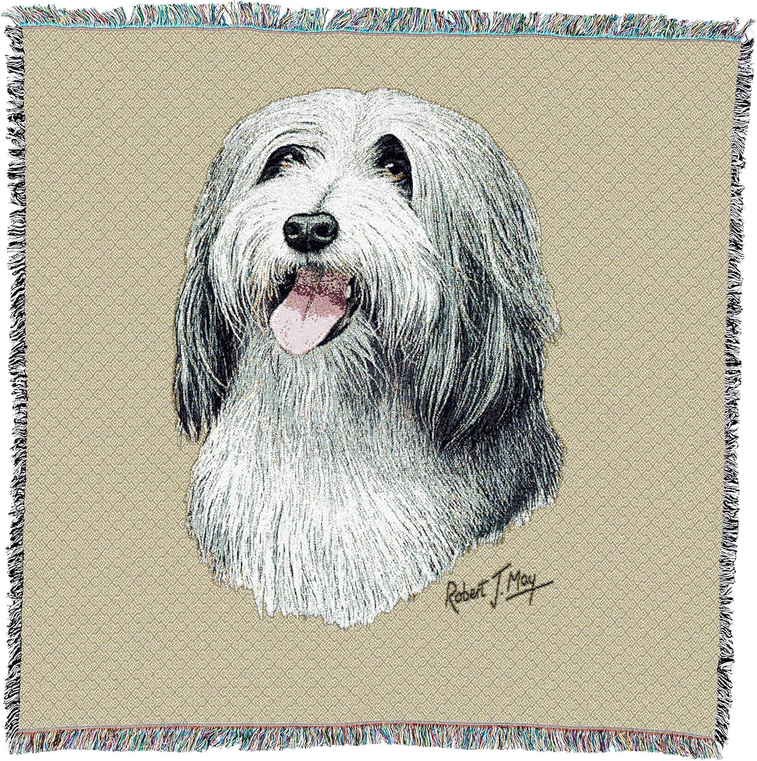 Pure Country Weavers Bearded Collie Lap Square Blanket by Robert May - Herding Group - Herding Group - Gift for Dog Lovers - Tapestry Throw Woven from Cotton - Made in The USA (54x54)