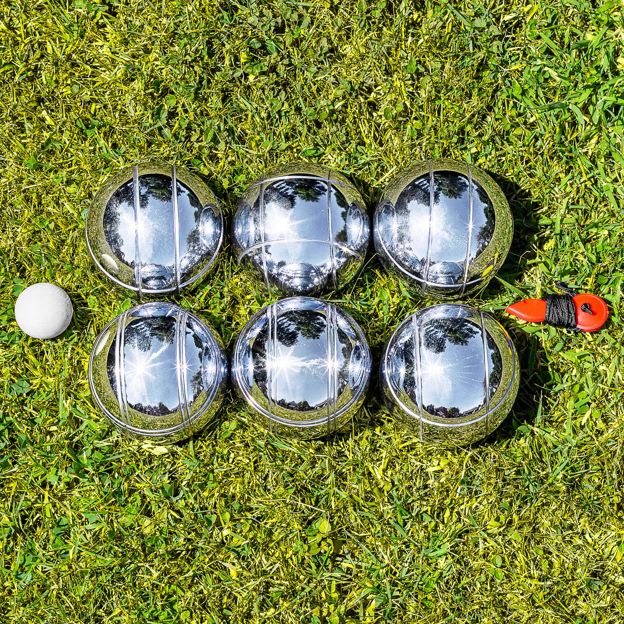FORZA 6 Boules de Pétanque – Jeu de 6 Boules Chromées, Cochonnet, Mètre Ruban & Sac de Transport