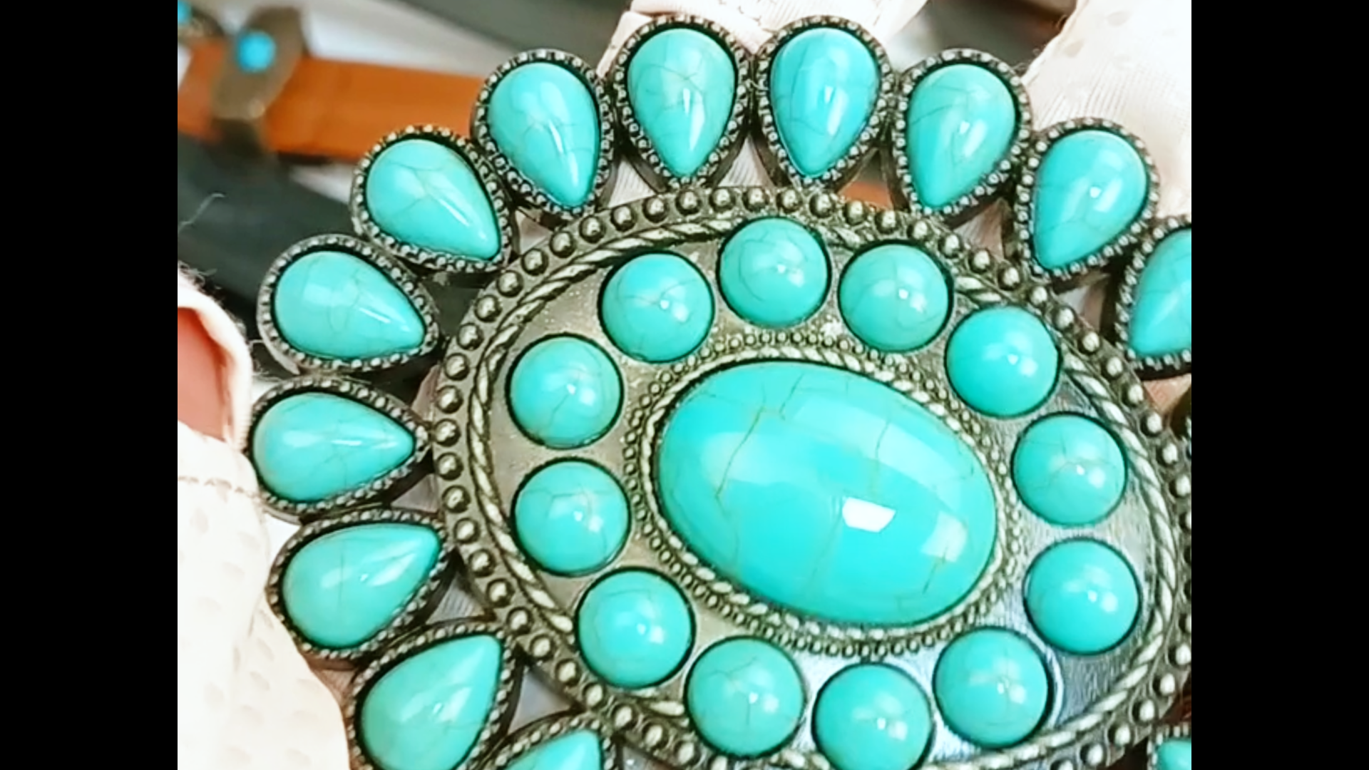 Bawnhaw Black Western Vintage Turquoise Belts for Women Men  display picture 3