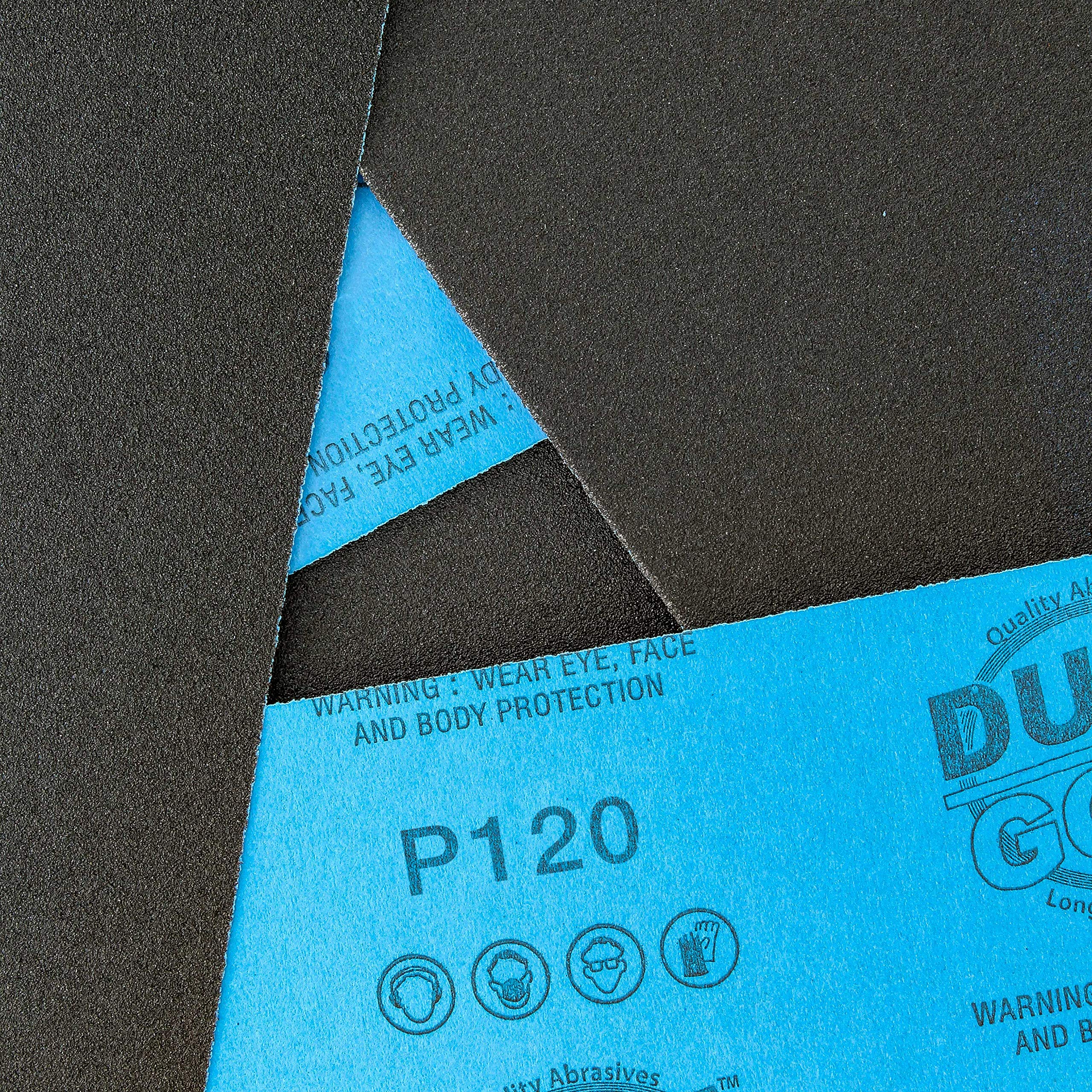 Dura-Gold Premium - na mokro lub na sucho - ziarnistość 120 - profesjonalne cięcie do arkuszy 12,7-1,3 cm x 25 cm - kolorowe szlifowanie i polerowanie do samochodów i obróbki drewna - pudełko z 15