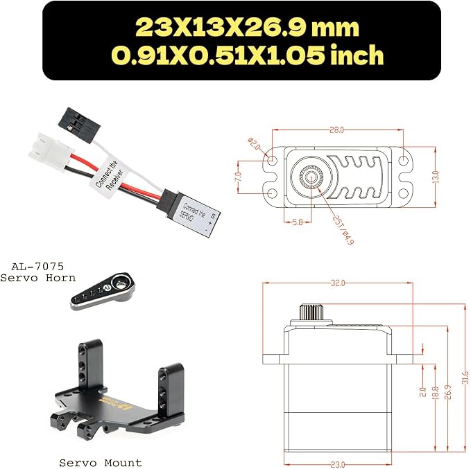 Servo direccion 11.5KG para SCX24 AX24 con engranaje de acero miniatura 2