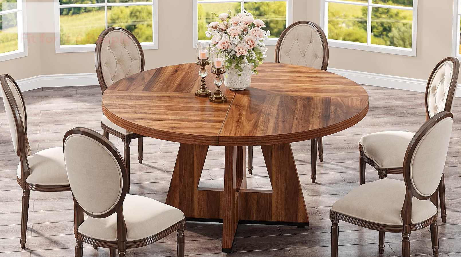 JZGORC Tavolo da pranzo rotondo moderno in MDF con gambe nere, stile nordico per soggiorno o cucina, 100 cm, texture marmo