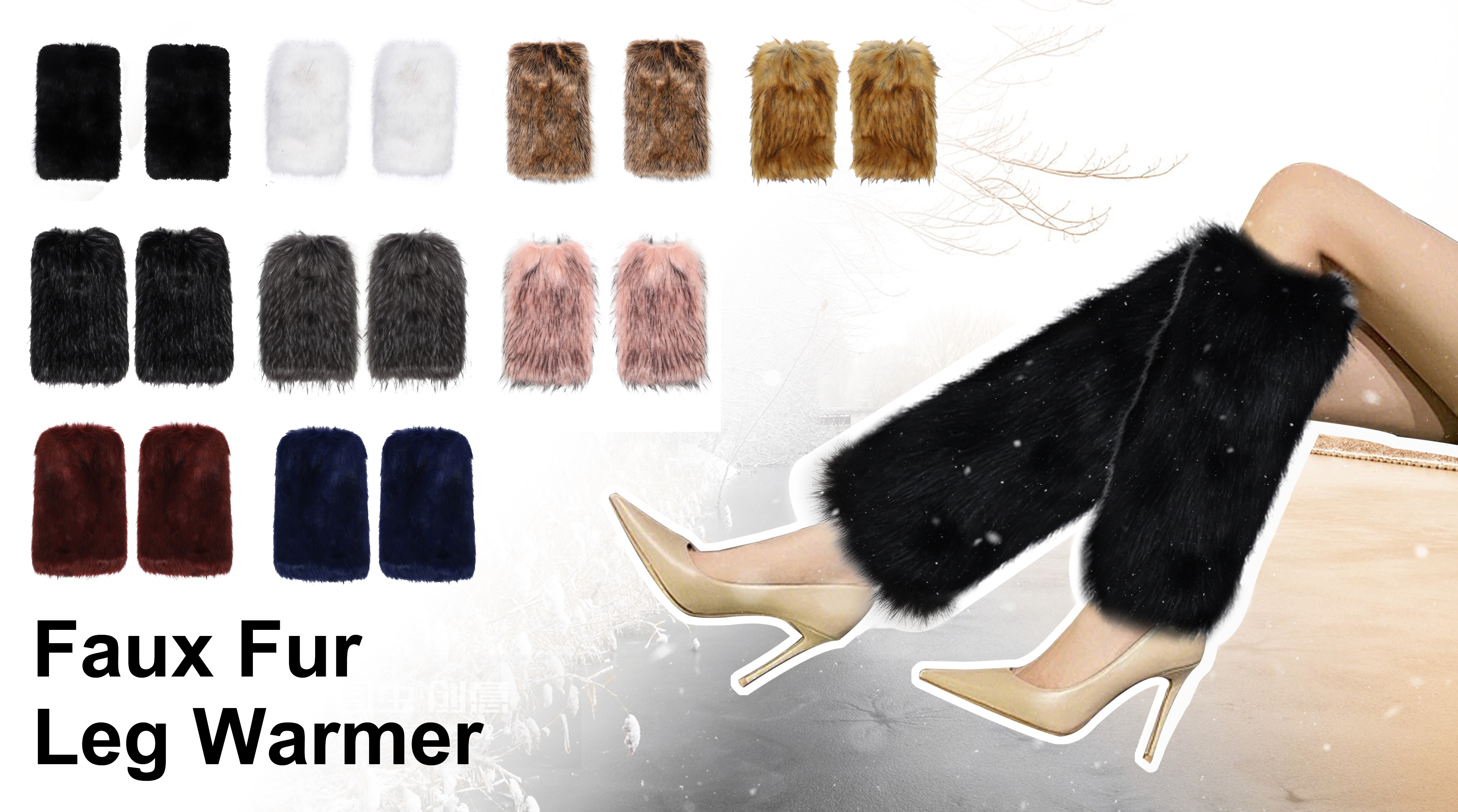 LA CARRIE Women Faux Fur Leg Warmers Long Furry Leg Foot Cuffs