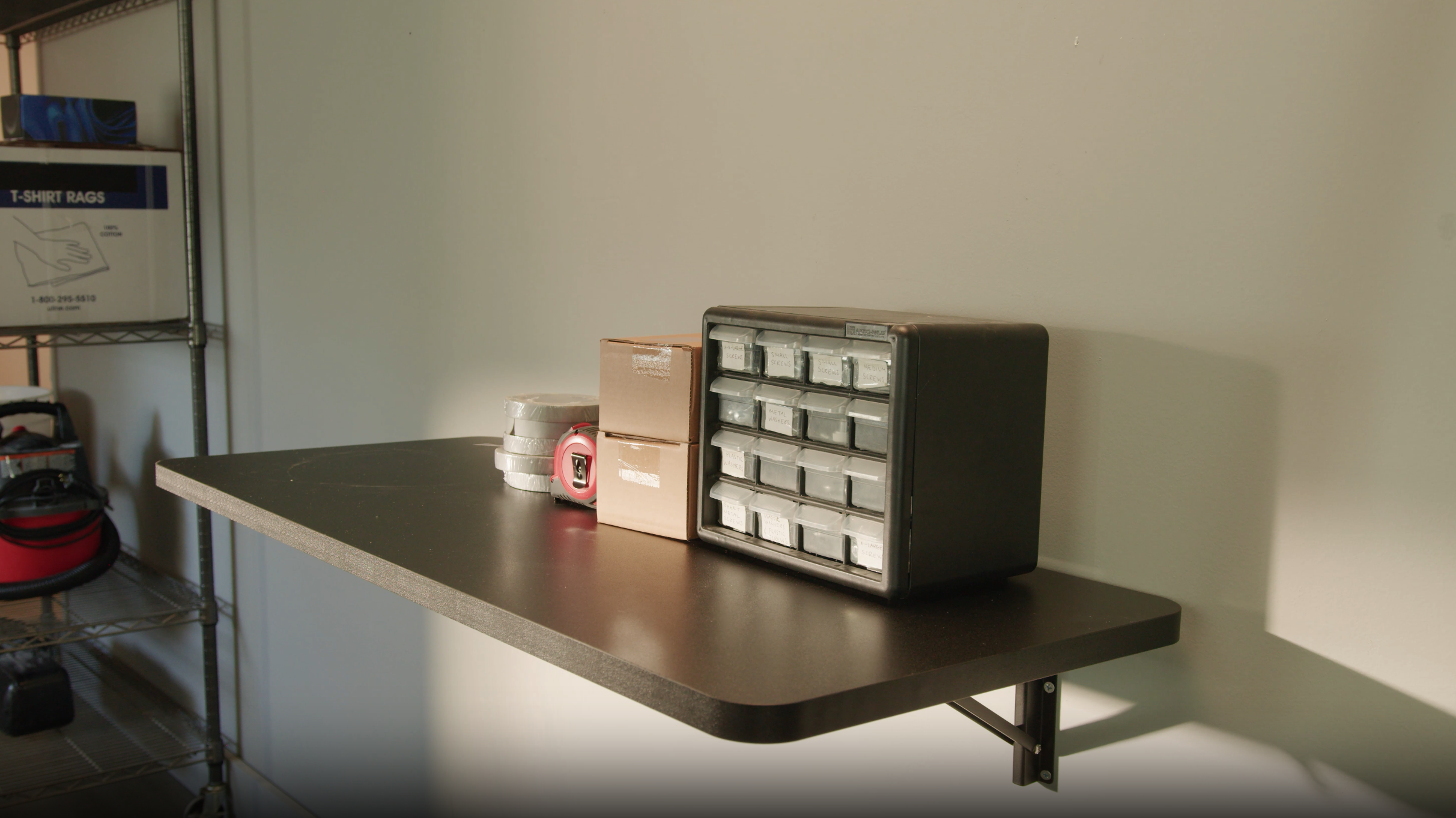 VIVO Wall Mounted Folding 43 inch Workbench, Fold Away Table